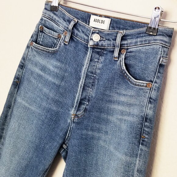 AGOLDE Nico High Rise Slim-Fit Distressed Jeans Shoreline Revolve Button Fly 23 - Picture 5 of 15